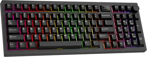 Vista 10 de TECWARE Spectre Teclado mecánico para juegos 96% RGB Pantalla LCD personalizable Inalámbrico de tres modos con perilla Montaje en junta