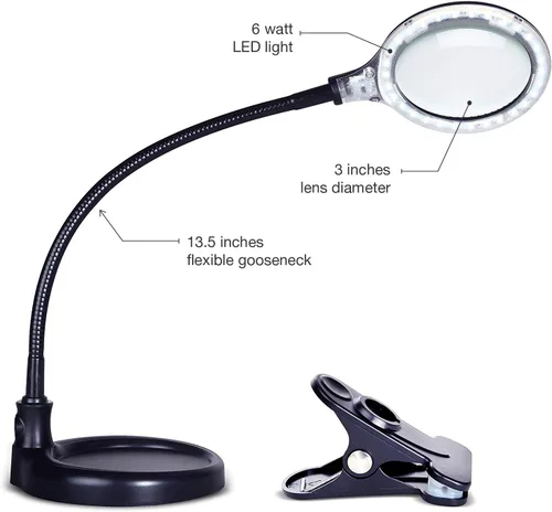 Vista 3 de Brightech LightView Pro Flex - Lámpara de escritorio con aumento de 1.75 x con lámpara LED Brightech Litespan 2 en 1 para piso y escritorio, altura