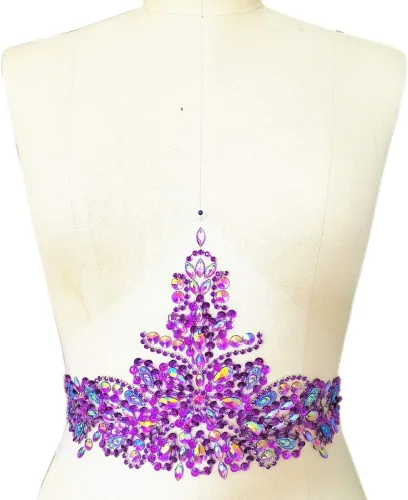 Vista 8 de Exquisitos parches de cristal brillantes hechos a mano de color AB para coser con piedras y lentejuelas para vestidos de novia, accesorios manuales