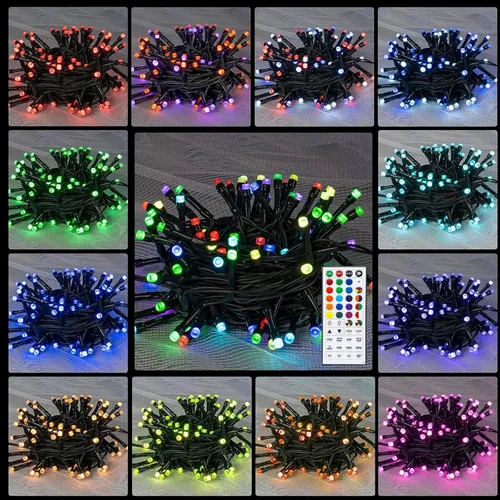 Vista 4 de TW SHINE - Luces de Navidad que cambian de color, 200 luces LED RGB de 66 pies, luces de Halloween para exteriores con control remoto, impermeables