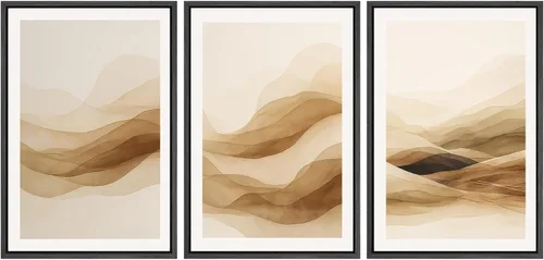 Vista 85 de SIGNWIN Lienzo enmarcado para pared, juego de arte de acuarela pastel, paisaje marrón, naturaleza, naturaleza salvaje, ilustraciones modernas, arte