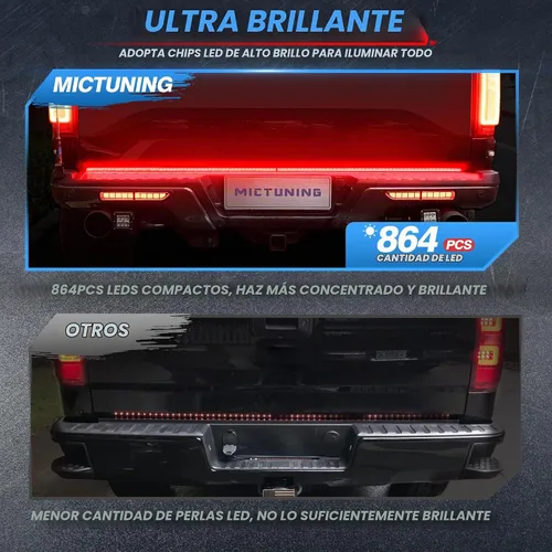 Vista 3 de MICTUNING - Barra de luz LED triple para parte trasera de 60 pulgadas, impermeable IP68, marco de aluminio plegado Plug-and-Play con conector plano