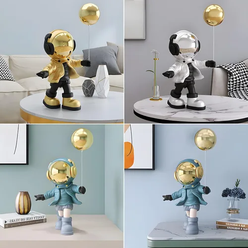 Vista 3 de Figura de astronauta, escultura de hombre espacial de resina con asa, para decoración de mesa del hogar, estantería, sala de estudio, decoración