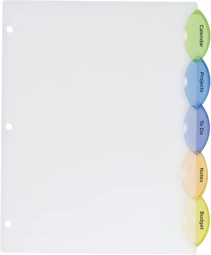 Vista 8 de Avery Divisores de plástico con borde de estilo insertable para carpetas de 3 anillas, juegos de 5 pestañas, multicolor, 24 juegos, 120 pestañas