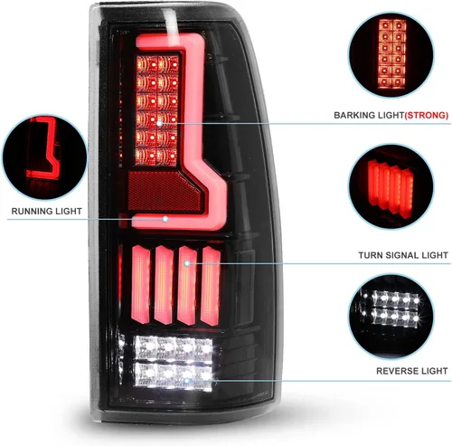 Vista 3 de Luces traseras LED para Chevrolet Silverado 1500 2500 3500 1999 Carcasa negra Golssy/Lente transparente