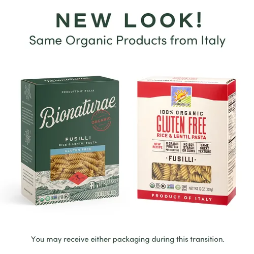 Vista 3 de Bionaturae Fusilli Pasta Fideos - Pasta orgánica sin gluten, pasta de arroz y lentejas, certificado Kosher, alta proteína, sin OMG, pasta Fusilli