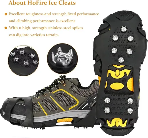Vista 2 de Ice Cleats for Shoes and Boots, Ice Snow Traction Cleats Grippers, Non Slip Shoe Ice Grippers,10 Steel Rubber Spikes Crampons Anti Easy Slip Studs