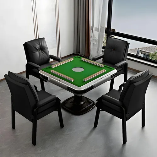Vista 3 de PU Leather Conference Chair with Fixed Arms High-Back Ergonomic Mahjong Chair Chess Card Room Backrest Computer Chair Long-Term Sitting Mahjong