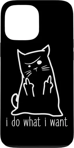Vista 24 de I Do What I Want Rude Kitty Flipping Bird Middle Finger Gift Case for iPhone 17