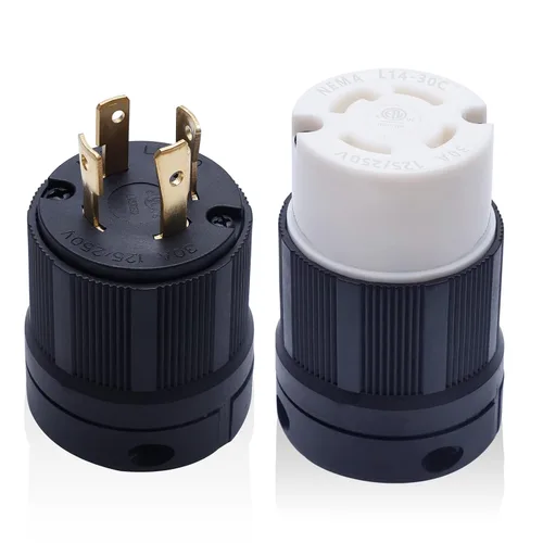 Vista 8 de Enchufe macho de bloqueo NEMA L14-30P 2PCS para generadores, enchufe eléctrico con extremo de cable de extensión 30A, 125/250V, 3 polos de 4 hilos