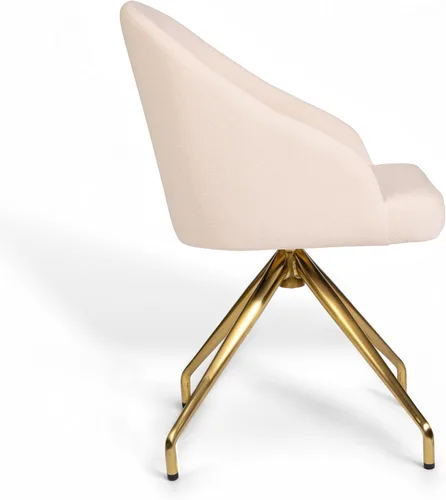 Vista 11 de Martha Stewart Sora Silla de Trabajo Giratoria Fija con Brazos Inclinados para Oficina en Casa en Tela Conch Shell con Marco de Latón Pulido
