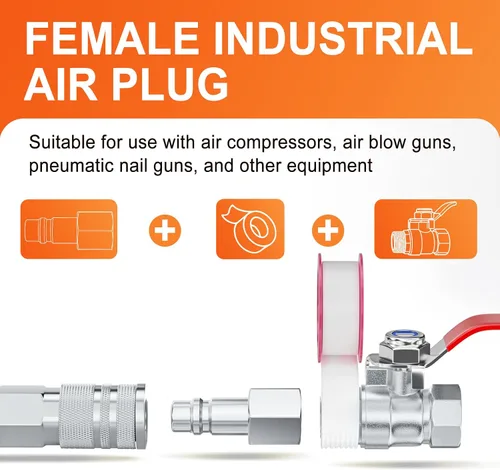 Vista 7 de GASHER 10PCS 1/2" FNPT x 1/2" Flow Industrial Air Plug