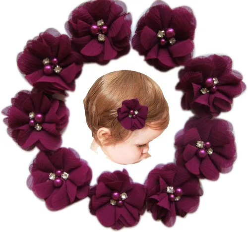 Vista 49 de YYCRAFT Paquete de 30 diademas de flores de gasa de 2 pulgadas, color rosa bebé