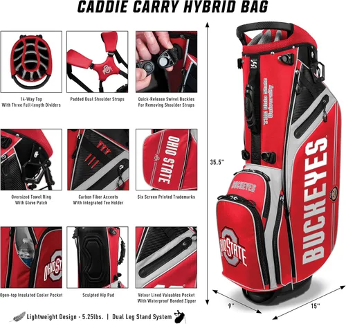 Vista 4 de Team Effort NCAA Caddie Carry Bolsa de golf híbrida