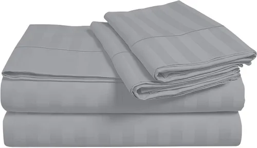 Vista 7 de Juego de sábanas y fundas de almohada de 6 piezas, 100% algodón, juego de sábanas de rayas de agua individual incluye 4 fundas de almohada, 1 sábana