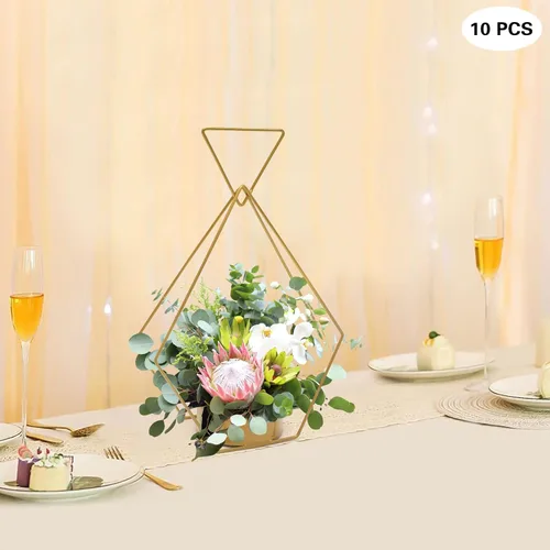 Vista 8 de 10 jarrones geométricos de flores de diamantes para bodas, centros de mesa, decoración de telón de fondo para bodas, compromisos, eventos