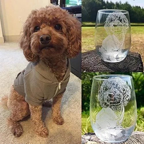 Vista 2 de Vidrio grabado personalizado para mascotas, copa de vino grabada, imagen de mascota personalizada, vidrio grabado conmemorativo de mascotas, imagen