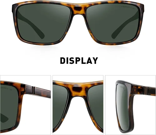 Vista 3 de MERRY'S - Gafas de sol deportivas rectangulares, lentes polarizados con protección UV400, para hombres y mujeres, gafas para ciclismo, conducción