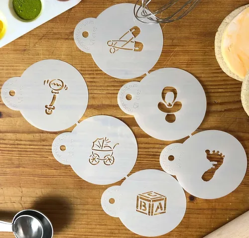 Vista 4 de Designer Stencils Plantillas para dulces y galletas, pequeñas, beige/semitransparentes