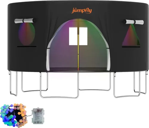 Vista 14 de Jumpfly Cubierta de tienda de campaña elástica de 14 pies, se adapta a 8 postes rectos, toldo de material transpirable beige para niños, patio