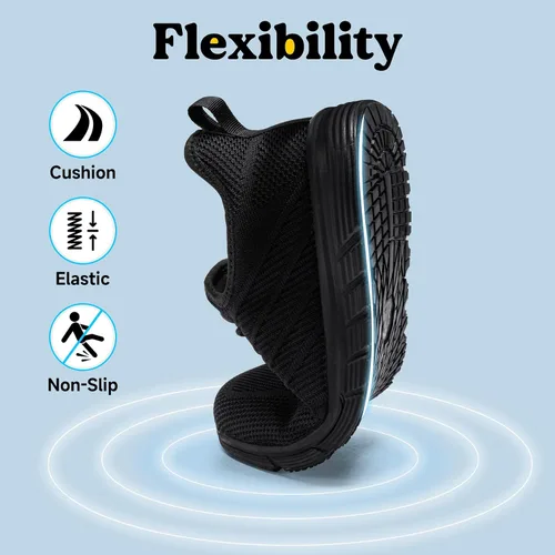 Vista 9 de Zapatos de trabajo antideslizantes para hombre, zapatos de trabajo antideslizantes negros, zapatos de trabajo resistentes al agua, zapatos