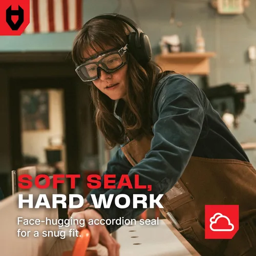 Vista 8 de NoCry Gafas de seguridad transparentes sobre anteojos — para hombres y mujeres con junta, UV380, lentes panorámicos antivaho con ventilación