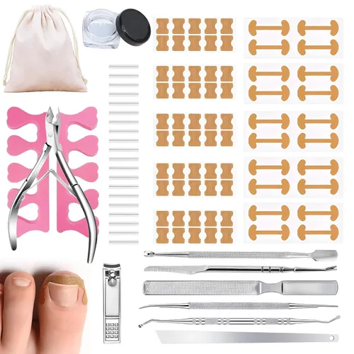 Vista 12 de Kit corrector de uñas encarnadas, herramientas de uñas, tiras de corrección transpirables con herramientas de levantamiento de uñas, cortaúñas