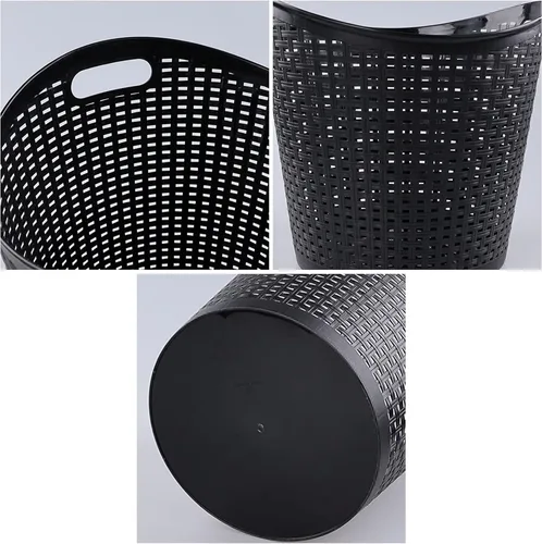 Vista 3 de Cesta de lavandería flexible de plástico de 40 L, cesta de lavandería negra con asas, 6 paquetes