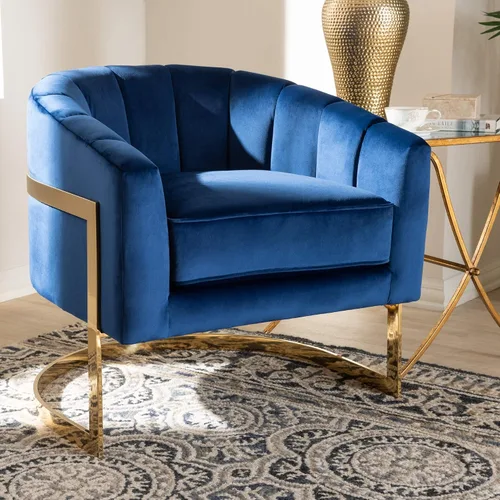 Vista 2 de Baxton Studio Sillas, talla única, azul rey oscuro/dorado
