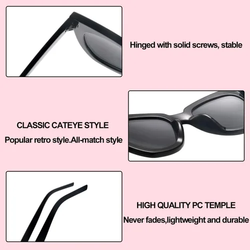 Vista 4 de Dollger Gafas de sol retro de ojo de gato para mujer y hombre, estilo vintage, cuadrado, tortuga, concha, moda