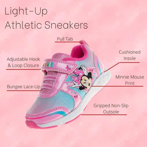 Vista 2 de Disney Zapatos innie Mouse para niñas - Tenis sin cordones con luces de Minnie Mouse (bebéniño pequeño)