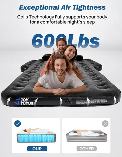 Vista 5 de JOYTUTUS Colchón de aire para SUV, cama de campamento 3.0 engrosada para automóvil, camping, colchón inflable, antifugas, con 2 almohadas y bomba