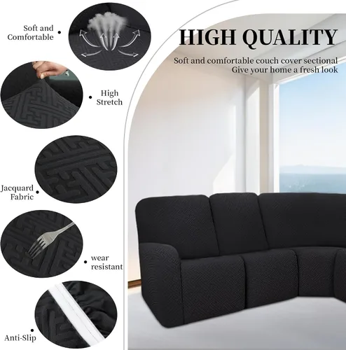 Vista 5 de Fundas de sofá reclinable seccional 100% impermeables para sofá reclinable en forma de L, funda de sofá modular de esquina en forma de L, fundas