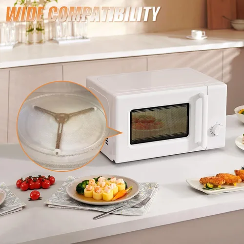 Vista 7 de Juego de 2 platos giratorios para horno de microondas de triple brazo, bandeja de vidrio para horno de microondas, anillo de soporte de rodillo