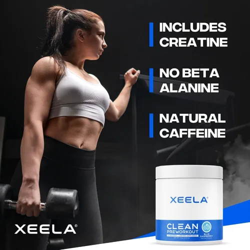 Vista 5 de XEELA Polvo para antes del entrenamiento, limpio y probado, sin nerviosismo, seguro y natural, aumenta la energía termogénica, la concentración