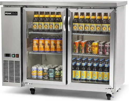 Vista 16 de PEAKCOLD - Enfriador comercial de barra trasera de 36 pulgadas, 1 puerta, puerta de cristal, color negro