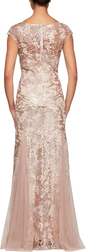 Vista 2 de Alex Evenings Vestido largo de cuello en V y acampanado para mujer con chal Petite Regular