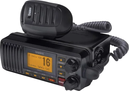 Vista 10 de Uniden UM385BK Radio VHF Marina de Montaje Fijo de 25 Vatios, Impermeable, Alerta Meteorológica NOAA, Todos los Canales Marinos