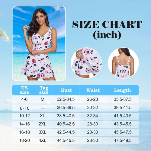 Vista 5 de Zando - Traje de baño de una pieza con control de abdomen para mujer, talla extragrande, cuello en V, vestido de baño