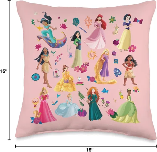 Vista 4 de Disney Almohada rosa con estampado mágico de princesa