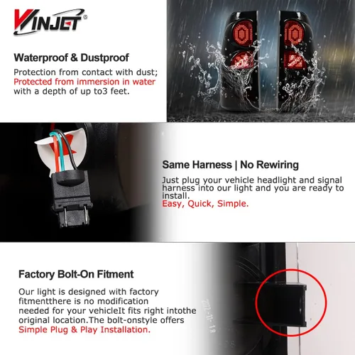 Vista 6 de Winjet Luces traseras LED aptas para Chevrolet Silverado 1999-2006 y 1999-2003 GMC Sierra montaje de luz trasera con luz LED intermitente/luz