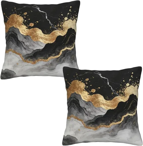 Vista 13 de Lcokin - Fundas de almohada decorativas con rayas rojas y negras abstractas, 16 x 16 pulgadas, juego de 2, funda cuadrada de cojín gris para sofá