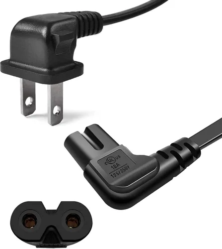 Vista 10 de Cable de alimentación de repuesto para TV, ángulo recto, 90 grados, 2 puntas, 3 pies, en forma de L, figura 8, C8, cable de alimentación