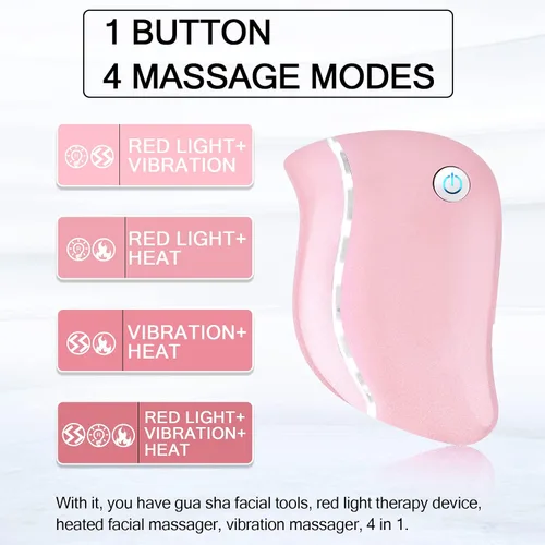 Vista 2 de Aikertec Heat Electric Gua Sha Tool 4 en 1 masajeador facial multifunción antienvejecimiento, contorno facial y reafirmante, doble mentón, despertar