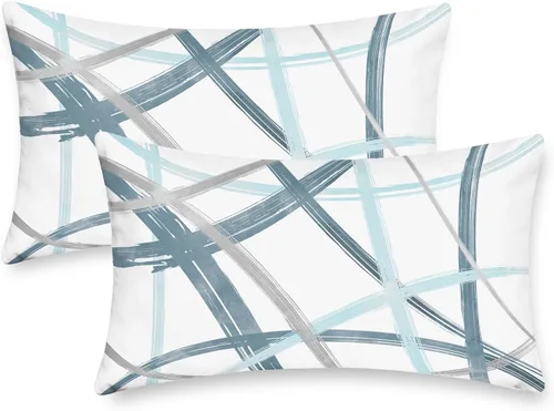 Vista 21 de CaliTime Juego de 2 fundas de almohada decorativas de vellón con líneas geométricas abstractas en forma de arco, para sofá, cama, decoración de casa