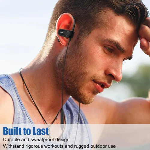 Vista 5 de Joysico - Auriculares con cable sobre la oreja con micrófono, control de volumen, gancho para la oreja y estuche, auriculares deportivos resistentes