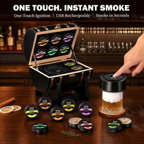 Vista 3 de INSISART Kit de ahumador de whisky eléctrico, kit de ahumador antiguo con Negro