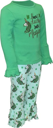 Vista 6 de Unique Baby Girls 2pc Matching Outfit For Every Holiday Ruffled Long Sleeve Legging Sets 2