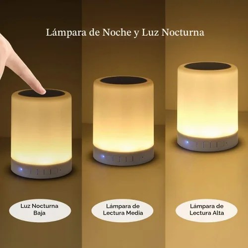Vista 3 de Lámpara de Mesita de Noche Táctil - con Altavoz Bluetooth, Luz Nocturna de Color Regulable, Lámpara de Mesa para Exteriores con Control Táctil