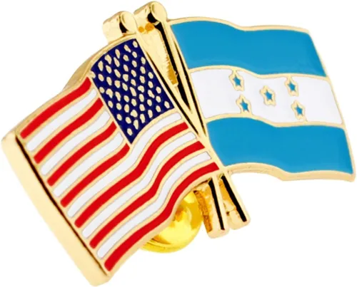 Vista 141 de PinMart Pin de solapa esmaltado con bandera de la amistad cruzada de Estados Unidos y el mundo